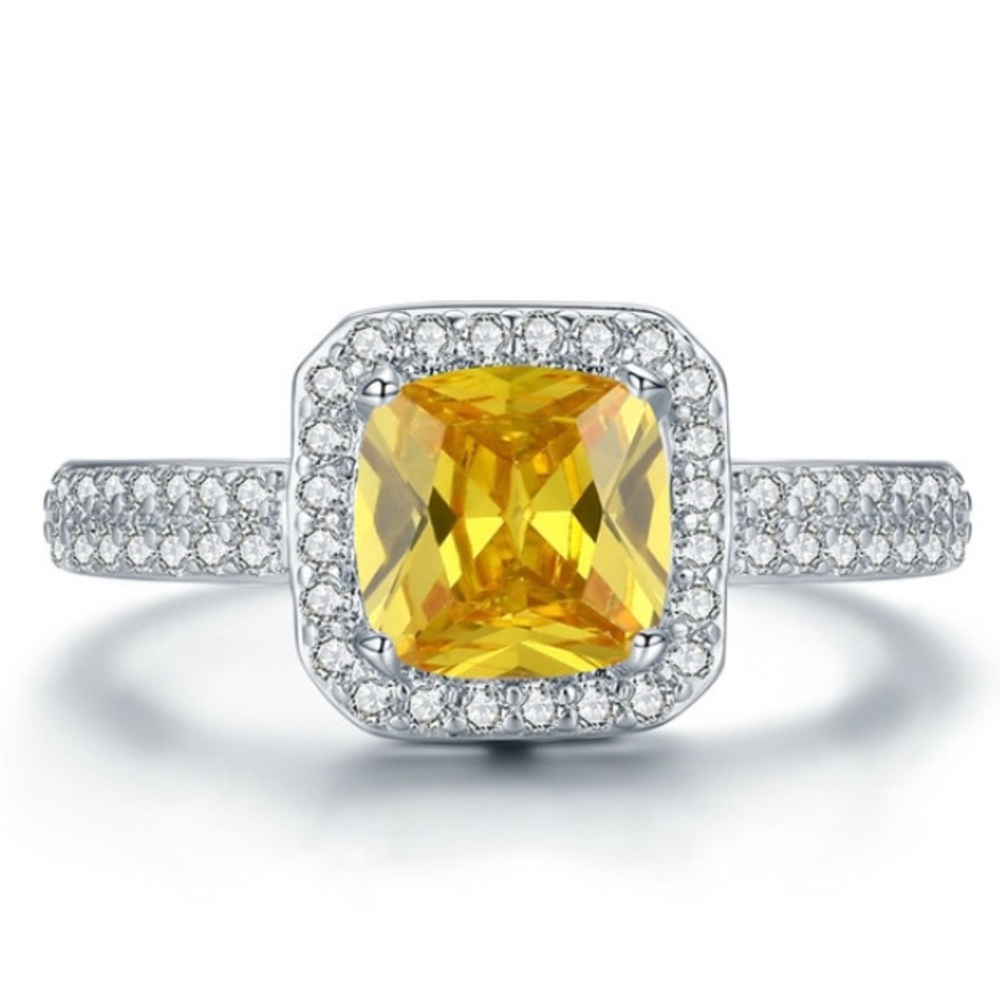CZ Crystals Yellow Ring Size 12 New